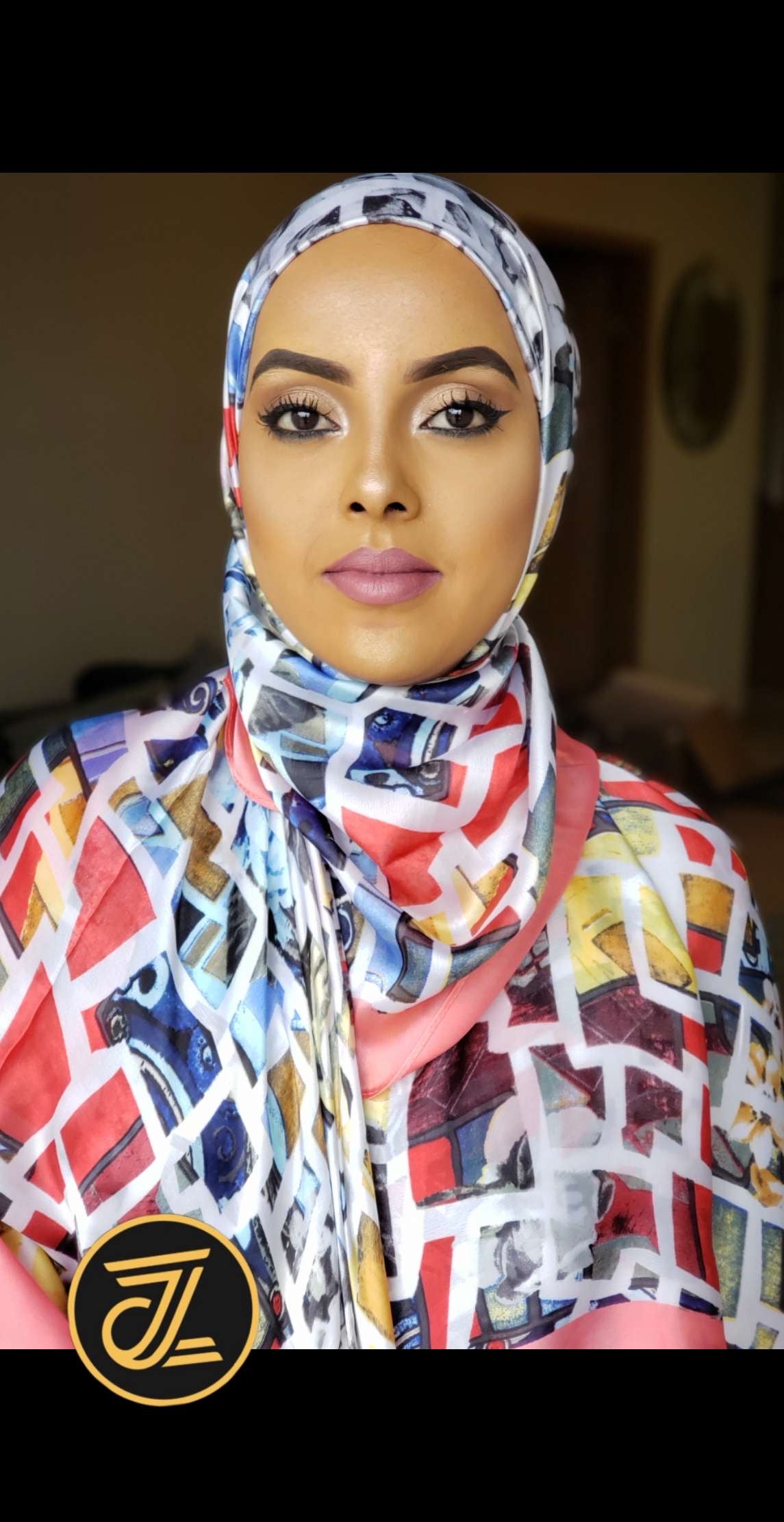 Silk Print Hijab - Bubblegum Multicolor Box Print - ZIZI Boutique