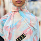 Chiffon Print Hijab - Cyan / Pink Streaks - ZIZI Boutique