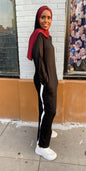 ZIZI Boutique Jersey Hoodie Maxi Dress in black with white side stripes for a stylish look