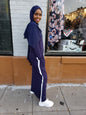 ZIZI Boutique Jersey Hoodie Maxi Dress in Navy with Side Pockets and Stylish Design