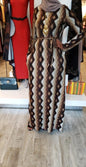 Modest Diamond Sweater Maxi Dress in earthy tones with a stylish belt and pockets for a comfortable fit