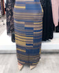 Multi Stripe Maxi Skirt 5 colorways with geometric striped pattern in blue and yellow tones