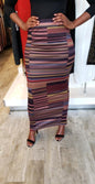 Multi Stripe Maxi Skirt 5 colorways with mixed horizontal and vertical stripes in earth tones