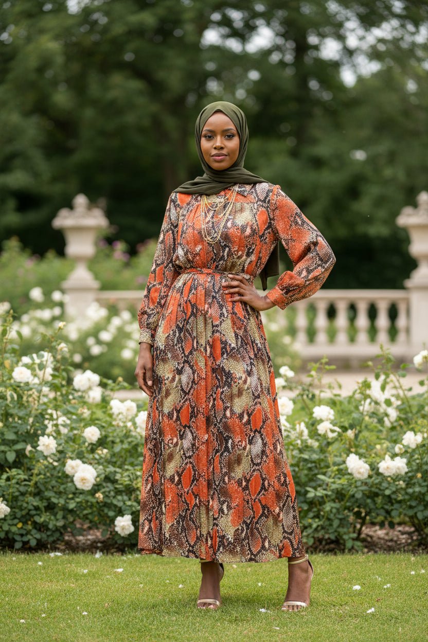 Orange Snake Print Maxi Dress - ZIZI Boutique