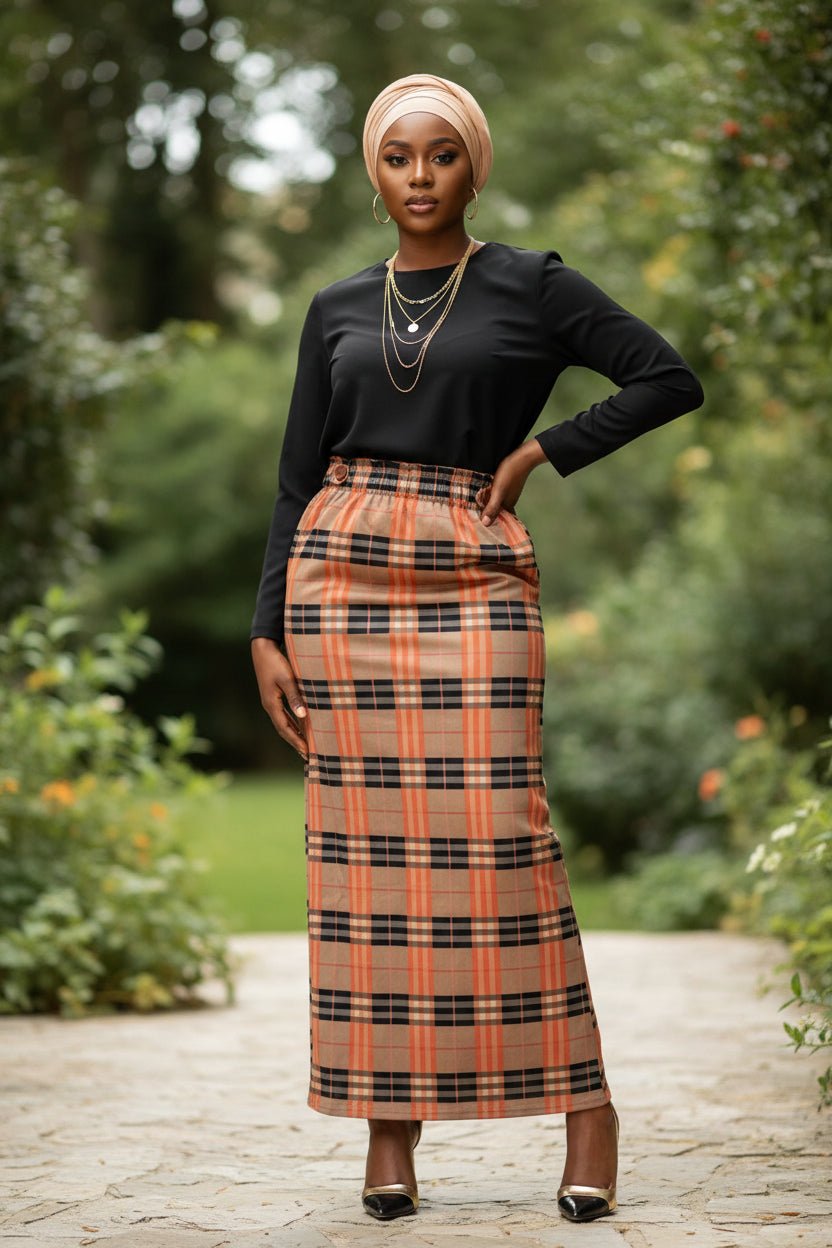 Plaid Button Women's Maxi Skirt - ZIZI Boutique