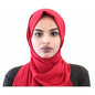 ZIZI premium chiffon hijab online in vibrant red worn by a woman with neutral makeup