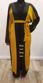 ZIZI Boutique Qalanjo Design Abaya Eid Collection in Black and Yellow with a Stylish Belt