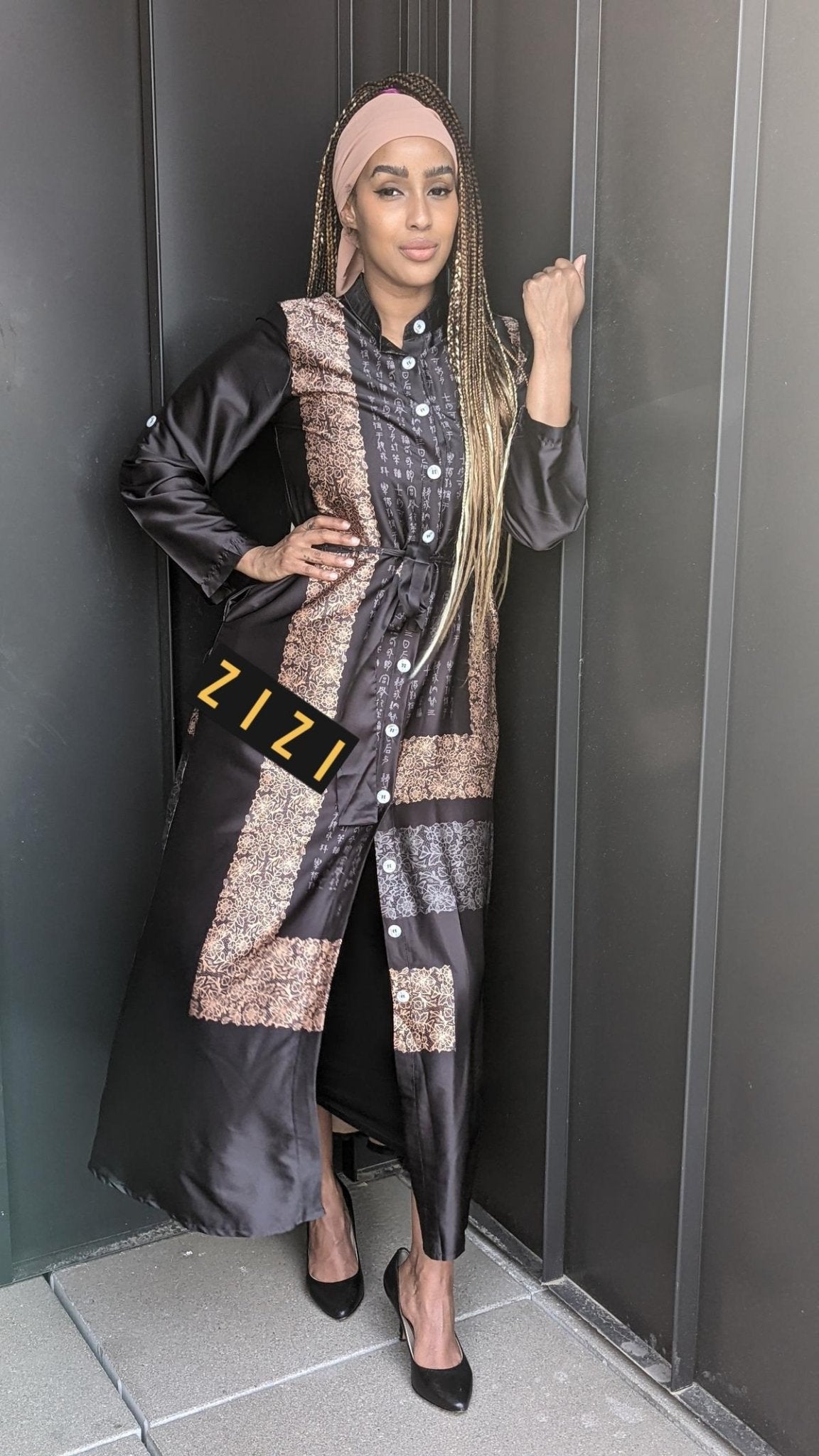 Satin Silk Maxi Print Dress Shirt - ZIZI Boutique