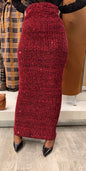 Red Sequin Evening Women's Maxi Skirt with fitted silhouette and sparkling details
