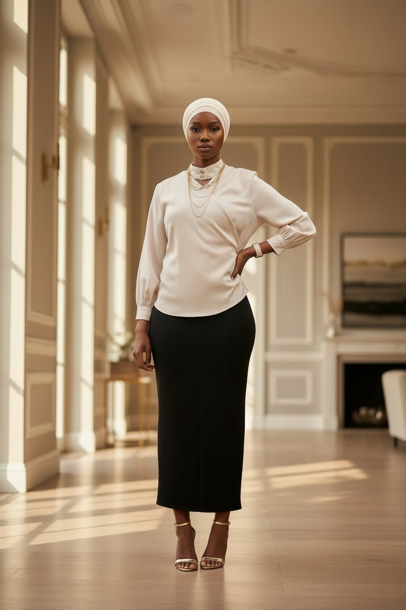 Silk Blouse (snap collar design ) - ZIZI Boutique