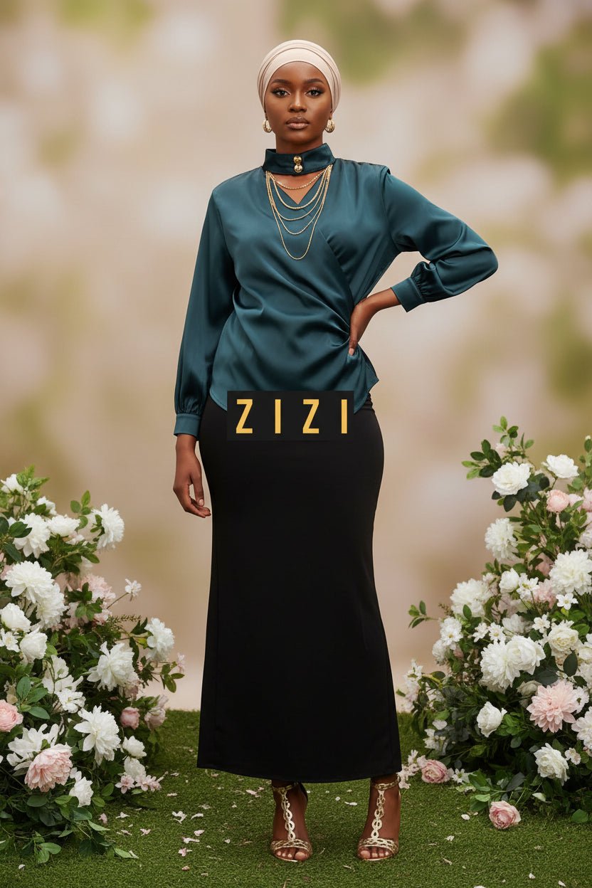 Silk Blouse (snap collar design ) - ZIZI Boutique