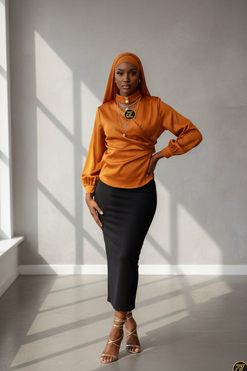 Silk Blouse (snap collar design ) - ZIZI Boutique