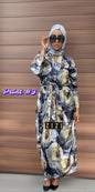 ZIZI Silk Satin Modest Maxi Print Dress in elegant design with stylish patterned elements