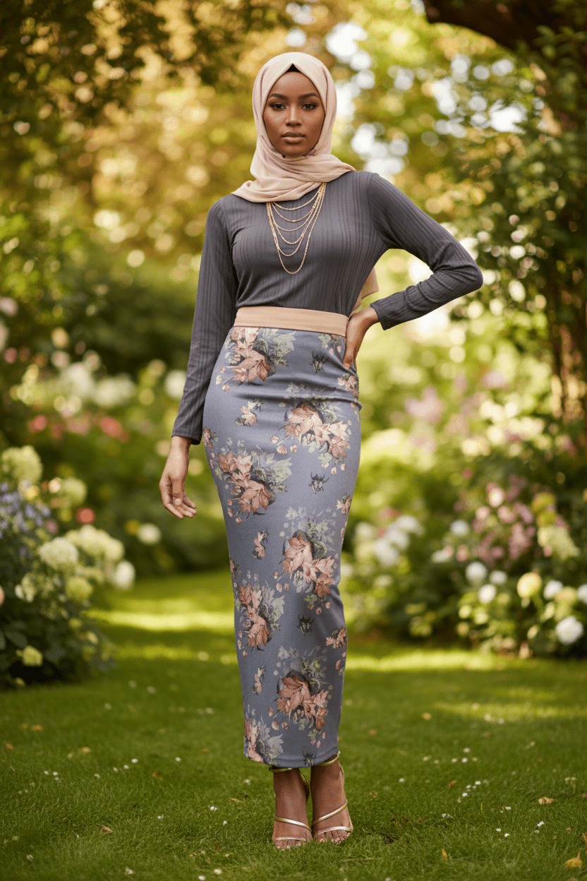 Suede Winter Print Maxi Skirt - ZIZI Boutique