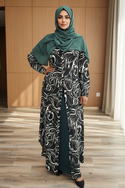 Swirls Maxi Print Dress Shirt - ZIZI Boutique