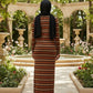 Tan Brown Orange Stripe Winter Maxi Dress - ZIZI Boutique