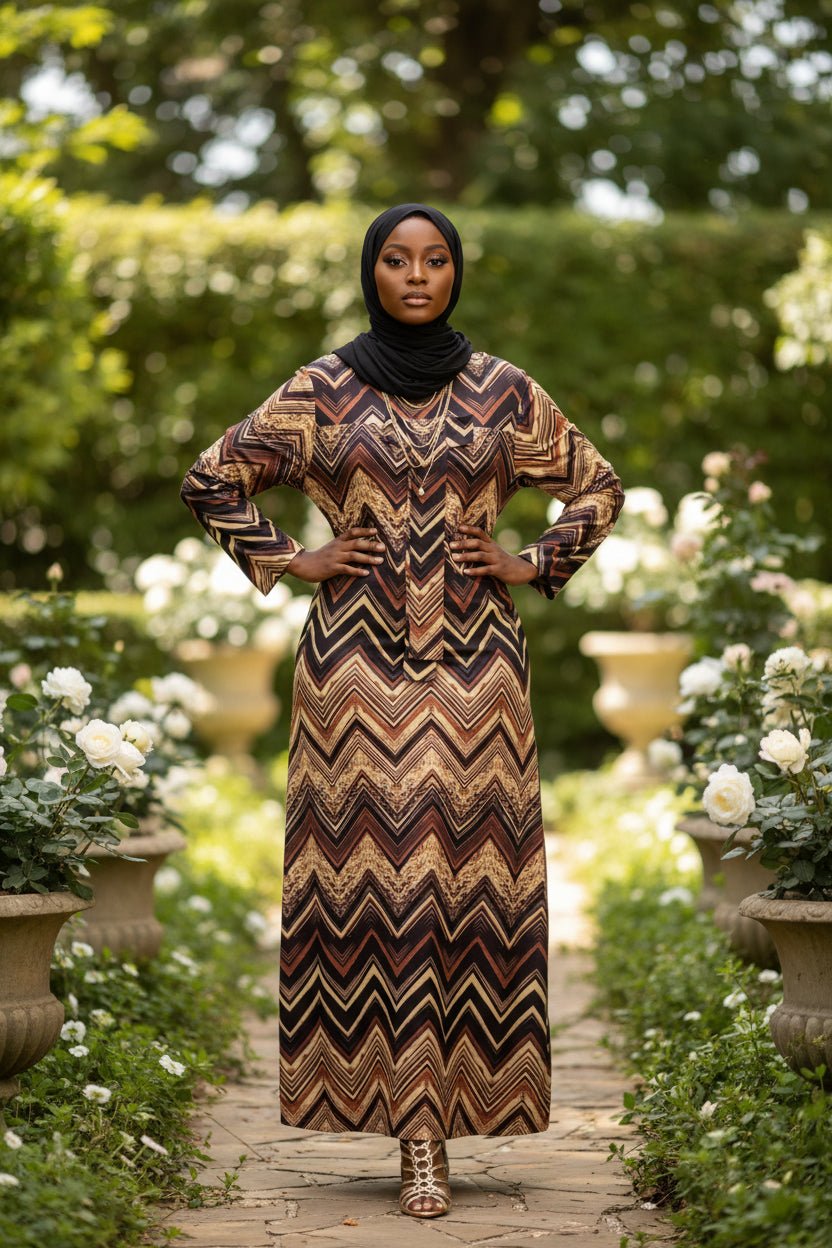 Tie Down Print Maxi Dress - ZIZI Boutique