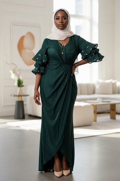 Vintage Pearls Evening Dress — Green - ZIZI Boutique