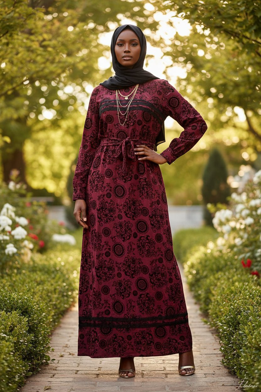Yani Velvet Print Maxi Dress - ZIZI Boutique