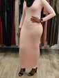 Zipper Maxi Dress in Soft Pink Fabric with Long Sleeves from ZIZI Boutique