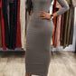 Stylish Bodycon Zipper Maxi Dress Shapewear ZIZI Boutique in Gray, perfect for a fitted look.