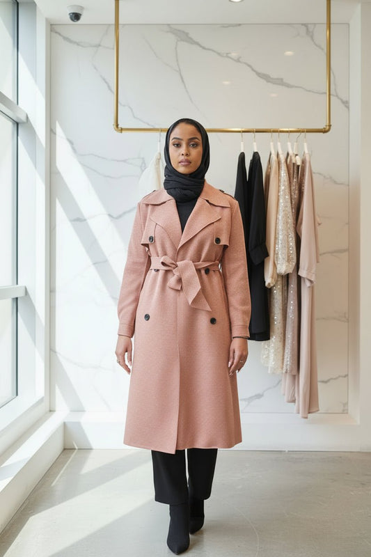 ZIZI Boutique Suede Trench Coat Pink with Belt - ZIZI Boutique