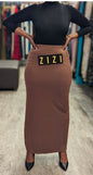 ZIZI Boutique Essential Jersey Maxi Skirt in Brown, perfect for versatile styling and comfort