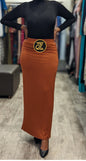 ZIZI Boutique Essential Jersey Maxi Skirt in Rust with High Waist Design for Stylish Comfort