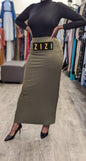 ZIZI Boutique Essential Jersey Maxi Skirt in Olive Green featuring a stylish fit and elegant design