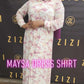 ZIZI Boutique Maysa Print Dress maxi dress with pink floral pattern worn by woman with purple hijab