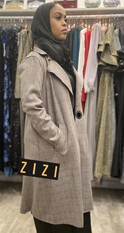 ZIZI Women's Trench Coat in Light Gray with Classic Design and Side Pockets