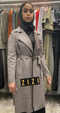 ZIZI stylish trench coat in gray with a belted waist and tailored design for a chic look