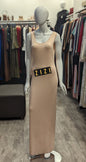 ZIZI Boutique Sleeveless Bodycon Cotton Jersey Maxi Dress in a soft neutral tone, perfect for summer events