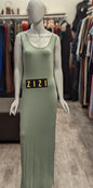 Sleeveless Bodycon Cotton Jersey Maxi Dress in soft green for a stylish and comfortable look