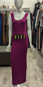 ZIZI Boutique Sleeveless Bodycon Cotton Jersey Maxi Dress in vibrant purple, perfect for casual outings
