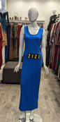 ZIZI Boutique Sleeveless Bodycon Cotton Jersey Maxi Dress in vibrant blue for a stylish, fitted look