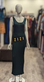 ZIZI Boutique Sleeveless Bodycon Cotton Jersey Maxi Dress in Dark Green for a Stylish Look