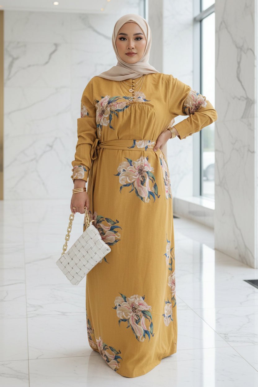 ZZ Big Flowers Linen Print Maxi Dress - ZIZI Boutique