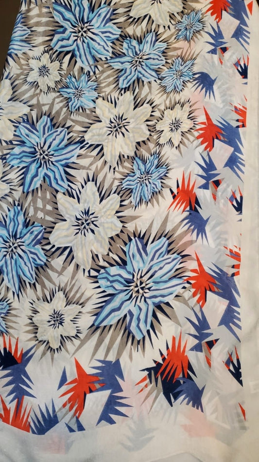 ZZ Print Hijab — Red & Baby Blue - ZIZI Boutique
