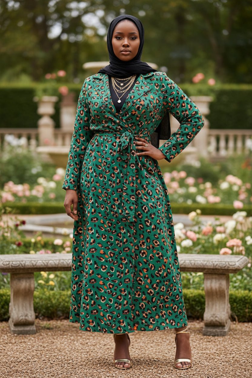 ZZ Spotted Long Coat — Modest Outerwear Full Length | ZIZI Boutique - ZIZI Boutique